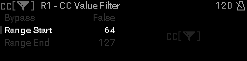 CC Value Filter parameters