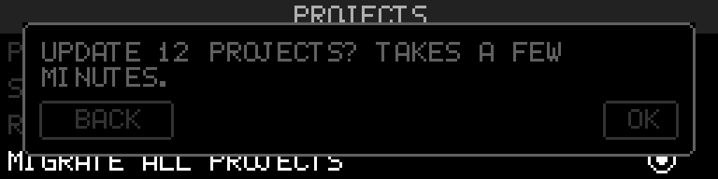 Migrate All Projects confirmation