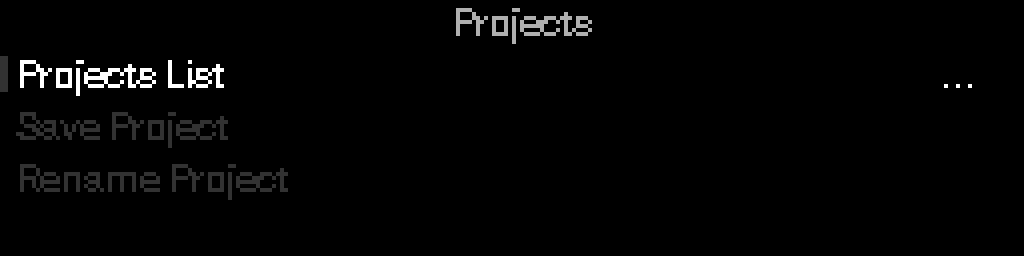 Projects menu