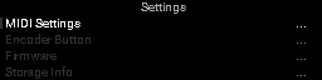 Settings menu