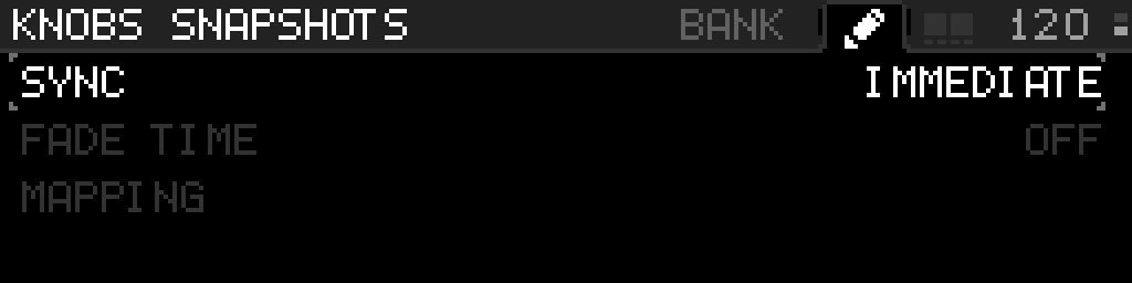 Knob snapshot SETTINGS